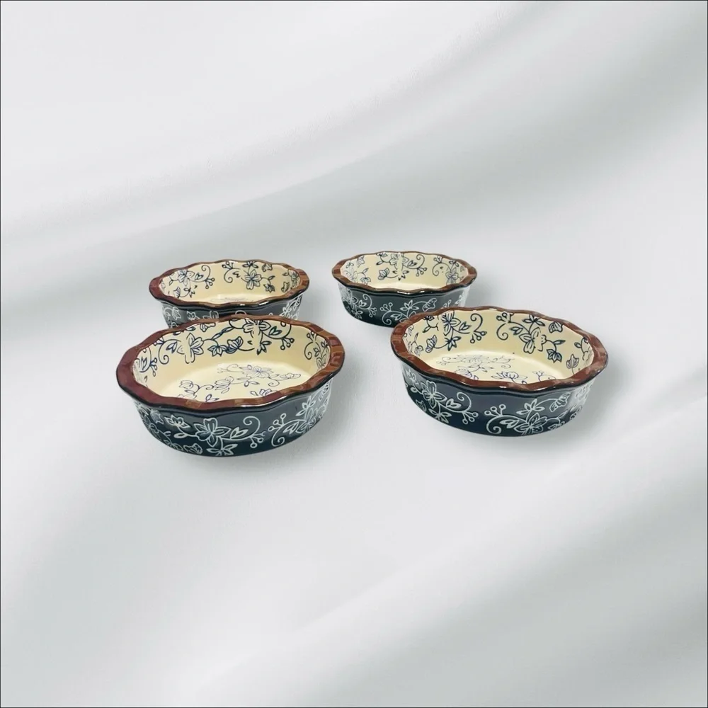 Temp-Tations Presentable Ovenware Floral Lace Bowls Set Of 4 5